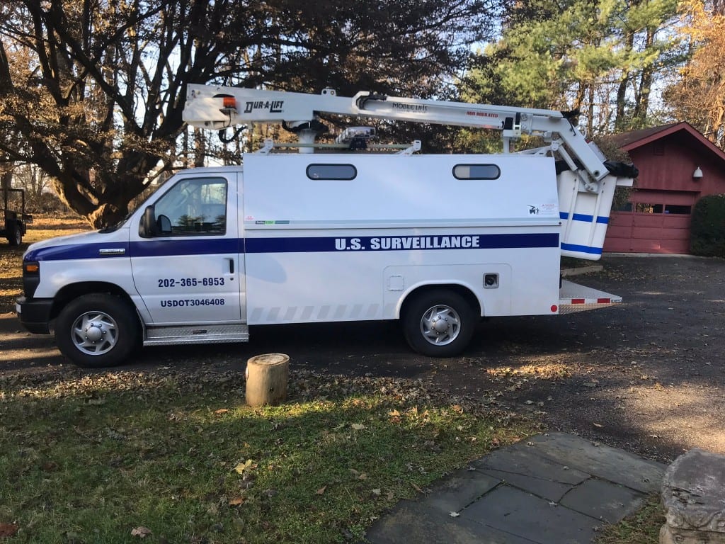 US Surveillance bucket truck